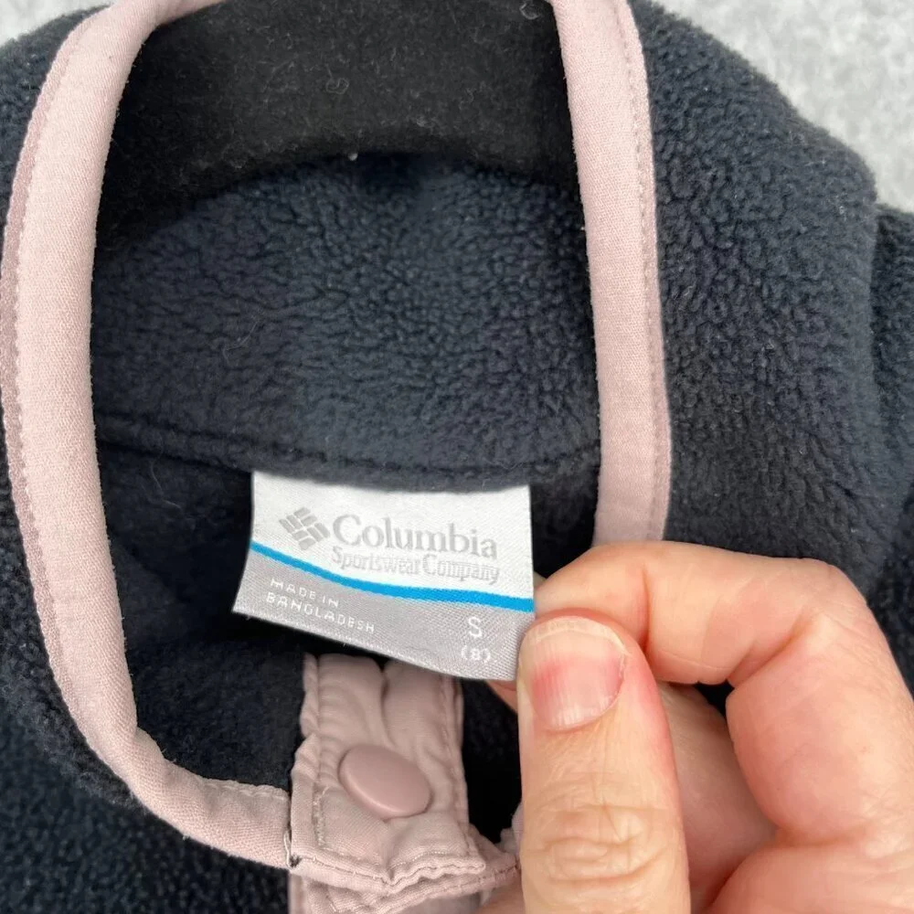 Columbia Kids Steens Mountain 1/4-Snap Fleece Pullover Size S Black Pink Outdoor